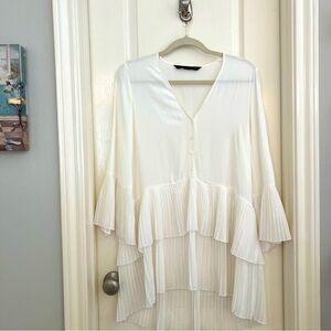 Zara contrasting pleated blouse/mini dress